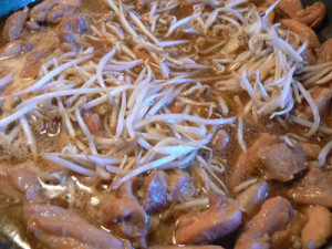 bean-sprouts added to chicken teriyaki