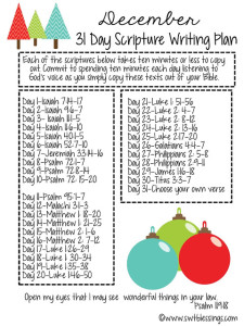 december scripture writing plan - DivaTalk Prayer Warriors